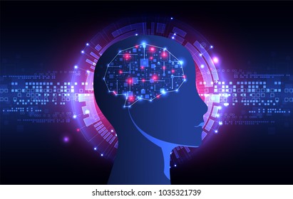 Artificial intelligence  concept. Technology background.  Vector science illustration