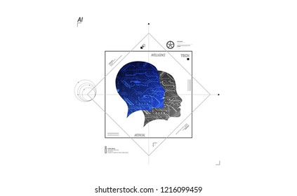 Artificial intelligence concept. Technology background. Vector science illustration