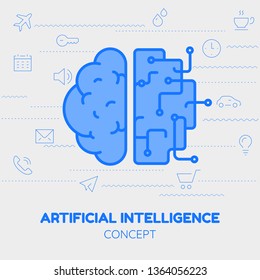 Artificial intelligence concept. Trendy linear vector illustration