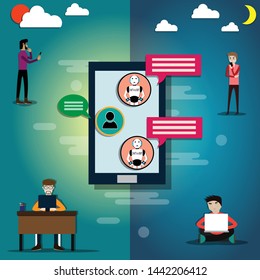 Artificial intelligence concept,Chatbot all times using by customer - vector Illustration