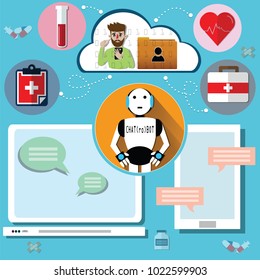 Artificial intelligence concept,Chatbot used in healthcare - vector Illustration