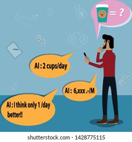 Artificial intelligence concept,Man used mobile application for money plan - vector Illustration