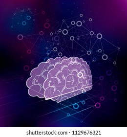 artificial intelligence conceptual design. Isolated over dark background.	
