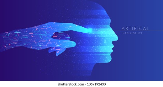 Artificial intelligence. Conceptual illustration on the theme of digital technologies. Vector graphics