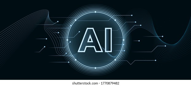 Artificial intelligence with connection.  Our future technology, Big data on dark background vector illustration for article, presentation, website, poster 