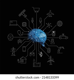 Artificial intelligence connects the future, vector illustration
