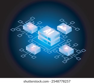 Inteligencia artificial para el creador de contenido en el concepto de servidor de base de datos grande