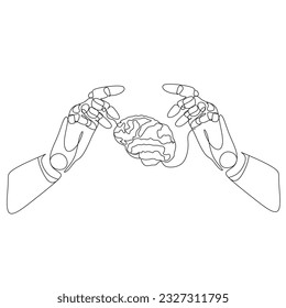  Artificial intelligence continuous one line drawing vector