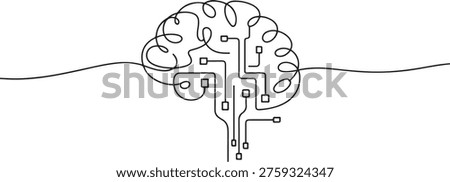  Artificial intelligence continuous one line drawing vector. one line Icon drawing
