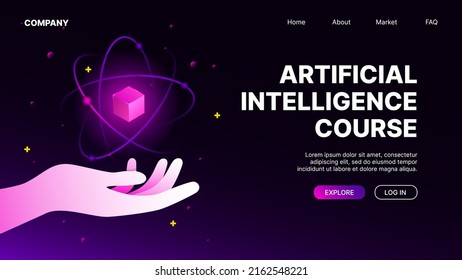 Artificial Intelligence Course. Landing WebPage. Vector illustration