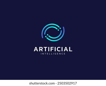 Artificial intelligence with curved lines twisted infinity technology Analysis logo vector design concept. AI technology logotype symbol for advance technology, tech company, ui, network, web, robotic