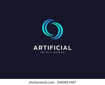 Artificial intelligence with curved shapes twisted infinity technology Analysis logo vector design concept. AI technology logotype symbol for advance technology, tech company, ui, automation, network.