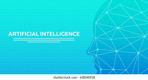 Artificial Intelligence, Cybernetic Brain, Binary Code Vector Illustration