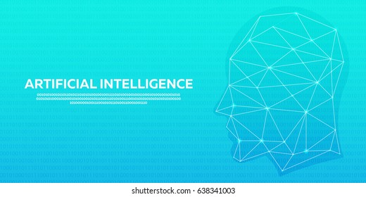 Artificial intelligence, Cybernetic Brain, Binary code Vector illustration