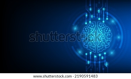 Artificial intelligence cybernetic circuit brain inside, high technology to create artificial intelligence (AI) concept, vector illustration