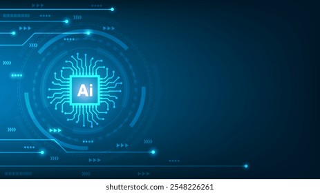 Artificial intelligence cybernetic circuit, high technology to create artificial intelligence (AI) concept, vector illustration
