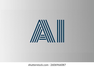 Artificial intelligence. Deep learning. Smart digital technology. AI vector illustration for science, web design, business. Blue sign. Gray gradient dotted background