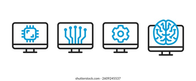 Artificial Intelligence Desktop Dualtone Icons for Machine Learning, Programming, and Tech Startup Projects
