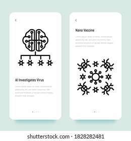 Artificial intelligence develops vaccine for covid-19. Thin line icon. Vector illustration.