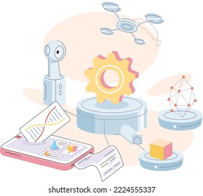 Artificial Intelligence, digital brain. Future technology, neural network in industry. Technical and science innovation. Development of modern production. Implementation of scientific technologies