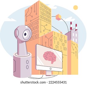 Artificial Intelligence, digital brain. Future technology, machine, neural network. Technical and science innovation. Development of modern production. Implementation of scientific technologies