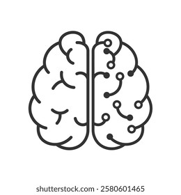 Artificial intelligence digital brain icon. Human brain processor circuit and cybernetic brain. Icon element for application and web. Vector illustration.