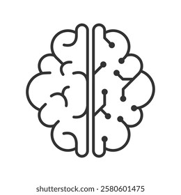 Artificial intelligence digital brain icon. Human brain processor circuit and cybernetic brain. Icon element for application and web. Vector illustration.
