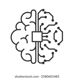 Artificial intelligence digital brain icon. Human brain processor circuit and cybernetic brain. Icon element for application and web. Vector illustration.