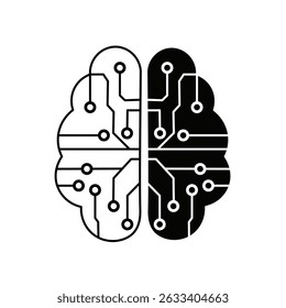 Artificial intelligence digital brain icon. Human brain processor circuit and cybernetic brain. Icon element for application and web. Vector illustration.