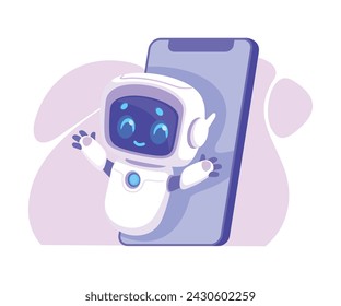 Artificial Intelligence and Digital Brain Neural Network from Smartphone Screen Vector Illustration