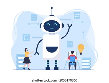 Artificial Intelligence Digital Brain Technology and engineering Concept With Programmer Data or Systems that can be set up in a Scientific Context. Vector Illustration 