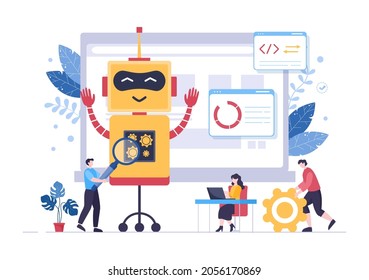 Artificial Intelligence Digital Brain Technology and engineering Concept With Programmer Data or Systems that can be set up in a Scientific Context. Vector Illustration 