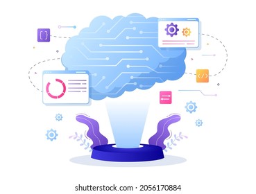 Artificial Intelligence Digital Brain Technology and engineering Concept With Programmer Data or Systems that can be set up in a Scientific Context. Vector Illustration 