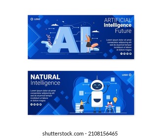 Artificial Intelligence Digital Brain Technology Banner Template Flat Illustration Editable of Square Background for Social media or Greetings Card