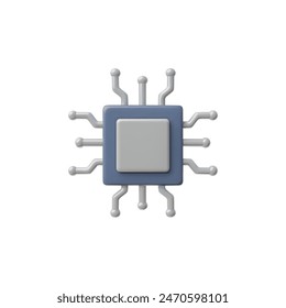 Artificial intelligence digital chip graphics. Vector 3D illustration showcasing an artificial intelligence chip on an isolated background, ideal for technology-related visuals.