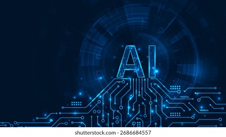 Artificial intelligence digital line circuit technology adstract blue light background