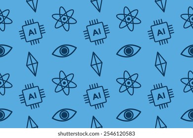 Artificial intelligence digital pattern background blue