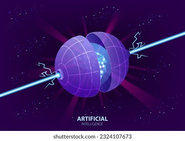 Künstliche Intelligenz in einer digitalen Welt: Futuristischer Hintergrund mit Konnektivität. Hintergrund für moderne Konzepte. Vektorgrafik, Illustration