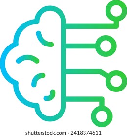 Artificial intelligence digitalization business icon with blue and green gradient outline style. ai, technology, robot, artificial, digital, business, intelligence. Vector Illustration