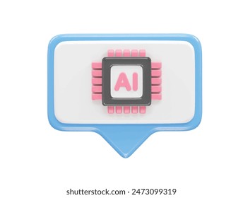 Artificial Intelligence display screen 3D icon illustration