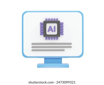 Artificial Intelligence display screen 3D icon illustration