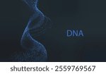 Artificial Intelligence DNA particle waves future connect innovation vector design. Big data biology dna molecule background. Technology ai blue code particles dots banner.