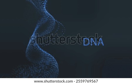 Artificial Intelligence DNA particle waves future connect innovation vector design. Big data biology dna molecule background. Technology ai blue code particles dots banner.