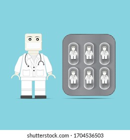 Médico de inteligencia artificial en medicina para un hospital o clínica inteligente, Tecnología futura de robots de salud. ilustración vectorial.
