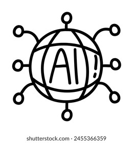 Artificial intelligence doodle icon sets