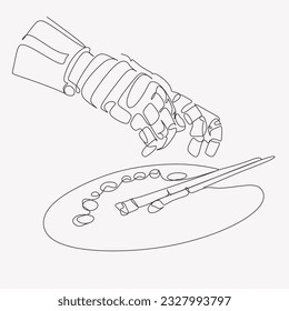 Artificial intelligence draws pictures line art vector