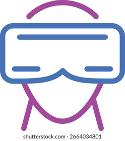 Artificial intelligence drives design of blue and purple vr headset icon. Suitable for tech presentations, websites, or marketing materials.