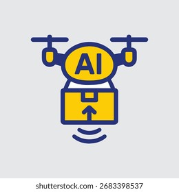 Drone de inteligencia artificial entregando un paquete