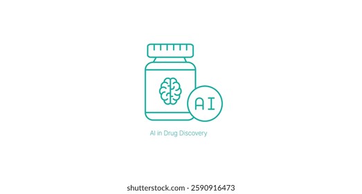 Artificial Intelligence in Drug Discovery for Accelerated Medicine Development Vector Icon