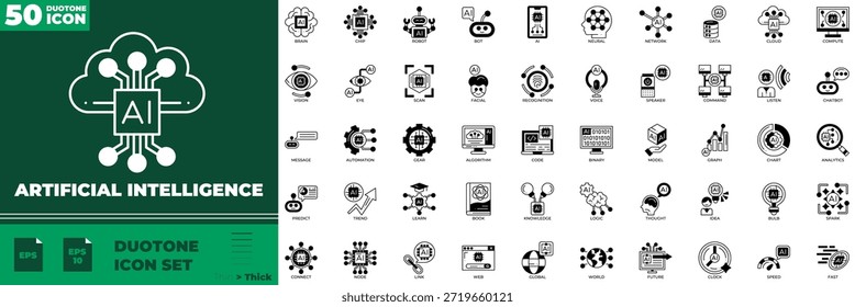 Künstliche Intelligenz Duotone Editable Icons Set